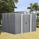 10x8 Metal Garden Shed Storage House Apex Roof Sliding Door With Free Base Large