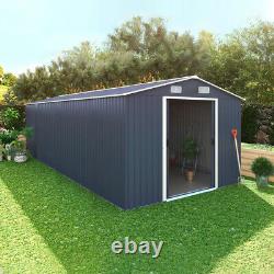 10x12ft Metal Garden Storage Shed Apex Heavy Duty Steel Outdoor House FREE Base