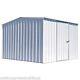 10x8 Absco Metal Garden Storage Shed Silver Easy Build Single Door Apex 10ft 8ft