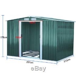 10x8ft Extra Large Outdoor Steel Metal Garden Storage Shed Tool House+Foundation
