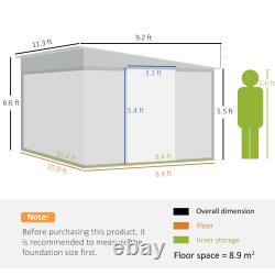 11.3x9.2ft Steel Garden Storage Shed Tool House with Sliding Doors & 2 Air Vents