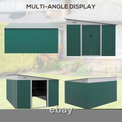 11.3x9.2ft Steel Garden Storage Shed Tool House with Sliding Doors & 2 Air Vents