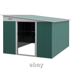 11.3x9.2ft Steel Garden Storage Shed Tool House with Sliding Doors & 2 Air Vents