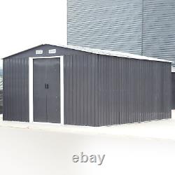 12 X 10FT Metal Garden Sheds Apex Roof With Free Foundation Tools Storage House