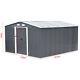 12 X 10ft Apex Metal Roof Garden Shed Storage House Outdoor Tool Box With Base