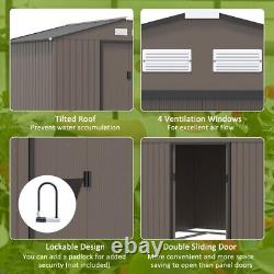 1277 x 191cm Outdoor Storage Garden Shed Sliding Door Galvanised Metal Brown