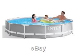 12ft Round Metal Frame Pool With Pump Blue Outdoor Garden Swimming Pool