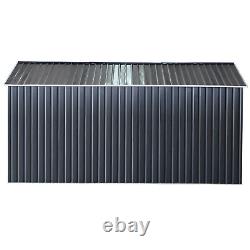13 X 11ft Outdoor Garden Storage Shed with2 Doors Galvanised Metal Grey