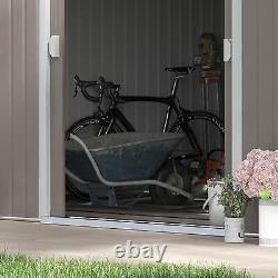 13 X 11ft Outdoor Garden Storage Shed with2 Doors Galvanized Metal Grey