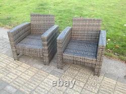 2 PC High Back Rattan Arm Chair Patio Outdoor Garden Furniture With Cushion