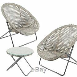 2 Rattan style foldaway bistro patio garden conservatory chairs and table