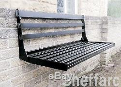 2 Seat Space Saving Wall Mounted Foldaway / Fold up Metal Garden Seat / Bench