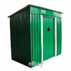 2 x 1.2 m Metal Garden Shed Lockable Roof Tool Kit Storage Patio Building Green