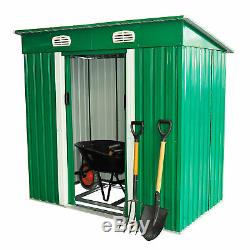2 x 1.2 m Metal Garden Shed Lockable Roof Tool Kit Storage Patio Building Green
