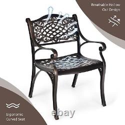2X Garden Cast Aluminum Chairs All-Weather Patio Bistro Dining Chairs with Armrest