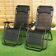 2x Zero Gravity Chair Sun Lounger Outdoor Garden Folding Reclining Withholder