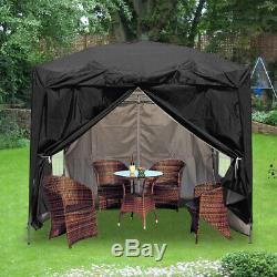 2x2m Outdoor Pop Up Gazebo Garden Marquee Party Tent Canopy 4 Side Panels Black