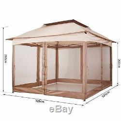 3.25 x 3.25m Garden Metal Gazebo Party Canopy Tent Sun Shelter with Net Curtain