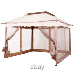 3.25 x 3.25m Garden Metal Gazebo Party Canopy Tent Sun Shelter with Net Curtain