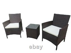 3 PC Garden Bistro Set Conservatory Patio Outdoor Chairs & Table Set