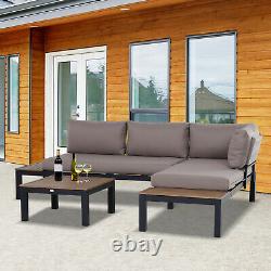 3 PCs Garden Outdoor Sectional Corner Sofa Lounge and Coffee Table Set