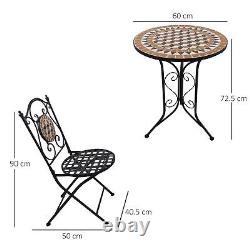 3 Pcs Mosaic Bistro Table Chair Set Patio Garden Dining Furniture Outdoor