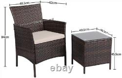 3 Pcs Rattan Garden Furniture Set Patio Bistro Sets Dinging Table Garden Chairs