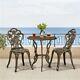 3 Piece Bistro Dining Table And Chairs Outdoor Metal Furniture Garden Set Lawn
