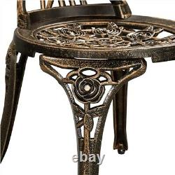 3 Piece Bistro Dining Table and Chairs Outdoor Metal Furniture Garden Set Lawn