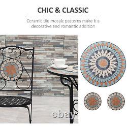 3 Piece Garden Bistro Set, Folding Chairs and Mosaic Tabletop for Outdoor