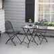 3 Piece Garden Bistro Set With Foldable Design Outdoor Coffee Table Metal Frame