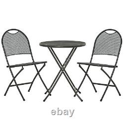 3 Piece Garden Bistro Set with Foldable Design Outdoor Coffee Table Metal Frame