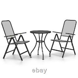 3 Piece Garden Dining Set Expanded Metal Mesh Anthracite F7D7