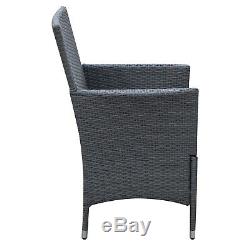 3 Pieces Patio Set Rattan Furniture Chair Bistro Wicker Steel Grey Garden