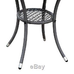3 Pieces Patio Set Rattan Furniture Chair Bistro Wicker Steel Grey Garden