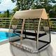 3 Seat Garden Swing Chair 2in1 Outdoor Rocking Bench Daybed Hammock Cover Beige
