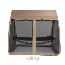 3 Seat Garden Swing Chair 2In1 Outdoor Rocking Bench Daybed Hammock Cover Beige