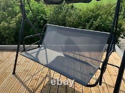 3 Seater Grey Garden Swing Chair Seat Hammock Swinging Metal Fast Free Delivery