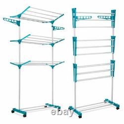 3 Tier Large Deluxe Laundry Clothes Foldable Drying Airer Rack Indoor Outdoor UK