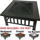 3 In 1 Fire Pit Bbq Brazier Square Stove Patio Heater Outdoor Garden Firepit