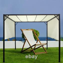 3 x 3m Garden Gazebo Metal Frame Pergola Adjustabl Canopy Sun Protection Outdoor
