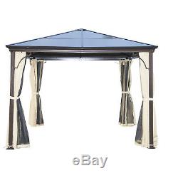 3 x 3m Garden Gazebo Top Canopy Side Curtain Sunshade Rain Shelter with Mesh Net