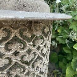 3 x Giant Metal Garden Lantern French Chic Grey Shabby Moroccan Large Tall
