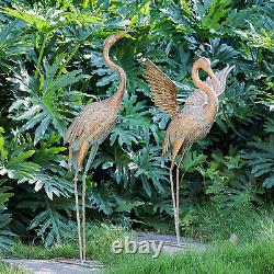 33-39 Inch Metal Crane Garden Sculptures & Statues for Yard Decor Large Gold New