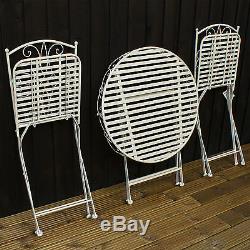 3PC Folding Bistro Set Round Metal Table & 2 Chairs Outdoor Garden Patio Set NEW