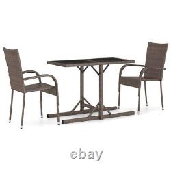 3PC Rattan Bistro Set Outdoor Garden Patio Furniture 2 Chairs, Coffee Table New