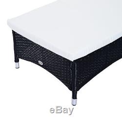 3PC Rattan Sun Lounger Wicker Sofa Day Bed Recliner Furniture Garden Patio Black