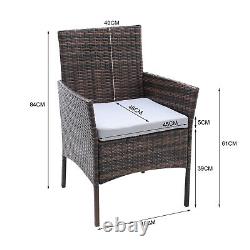 3PCS Rattan Garden Furniture Set Brown Outdoor Wicker Coffee Table Chairs Patio