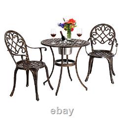 3PCS/SET Bistro Set Outdoor Garden Patio Table & Chairs Cast Aluminium Furniture