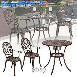 3PCS/SET Bistro Set Outdoor Garden Patio Table & Chairs Cast Aluminium Furniture